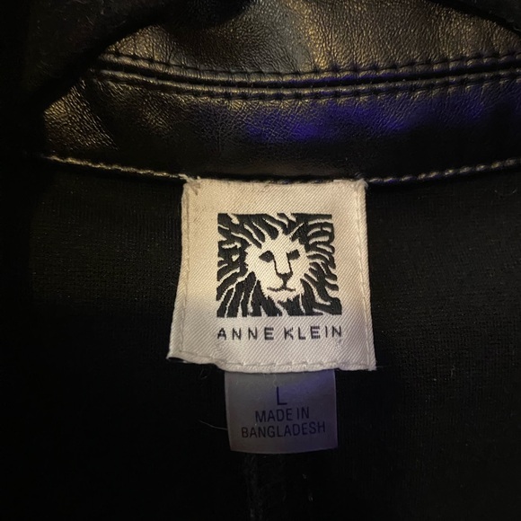 Black Women's Blazer with Leather Accents - Picture 2 of 4